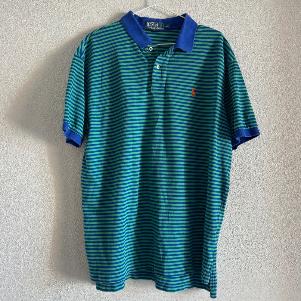 Vintage‎ Striped Ralph Lauren Polo orange logo XL A22